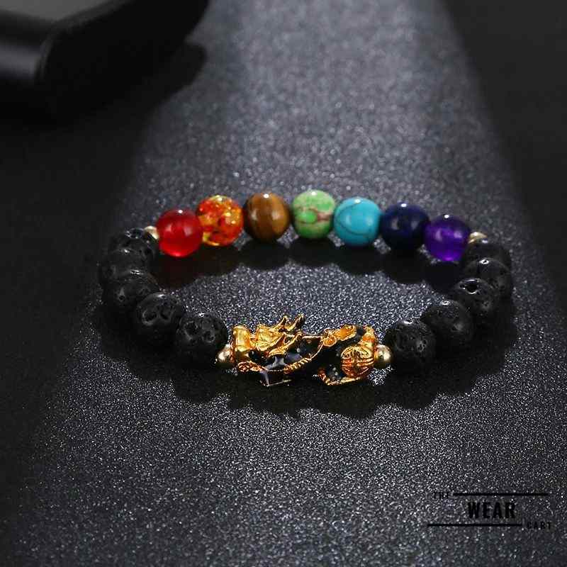 Chakra Bracelet, 7 Chakra Healing Bracelet, Black Onyx Beads
